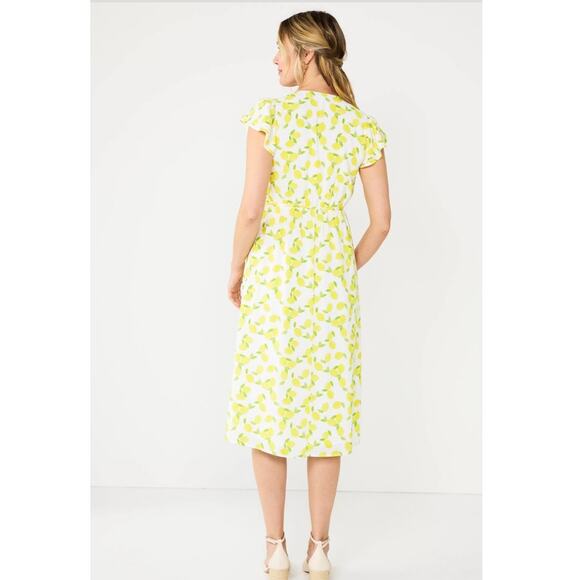 Draper James RSVP Lemon Warp Midi Dress Size Large - Picture 2 of 10